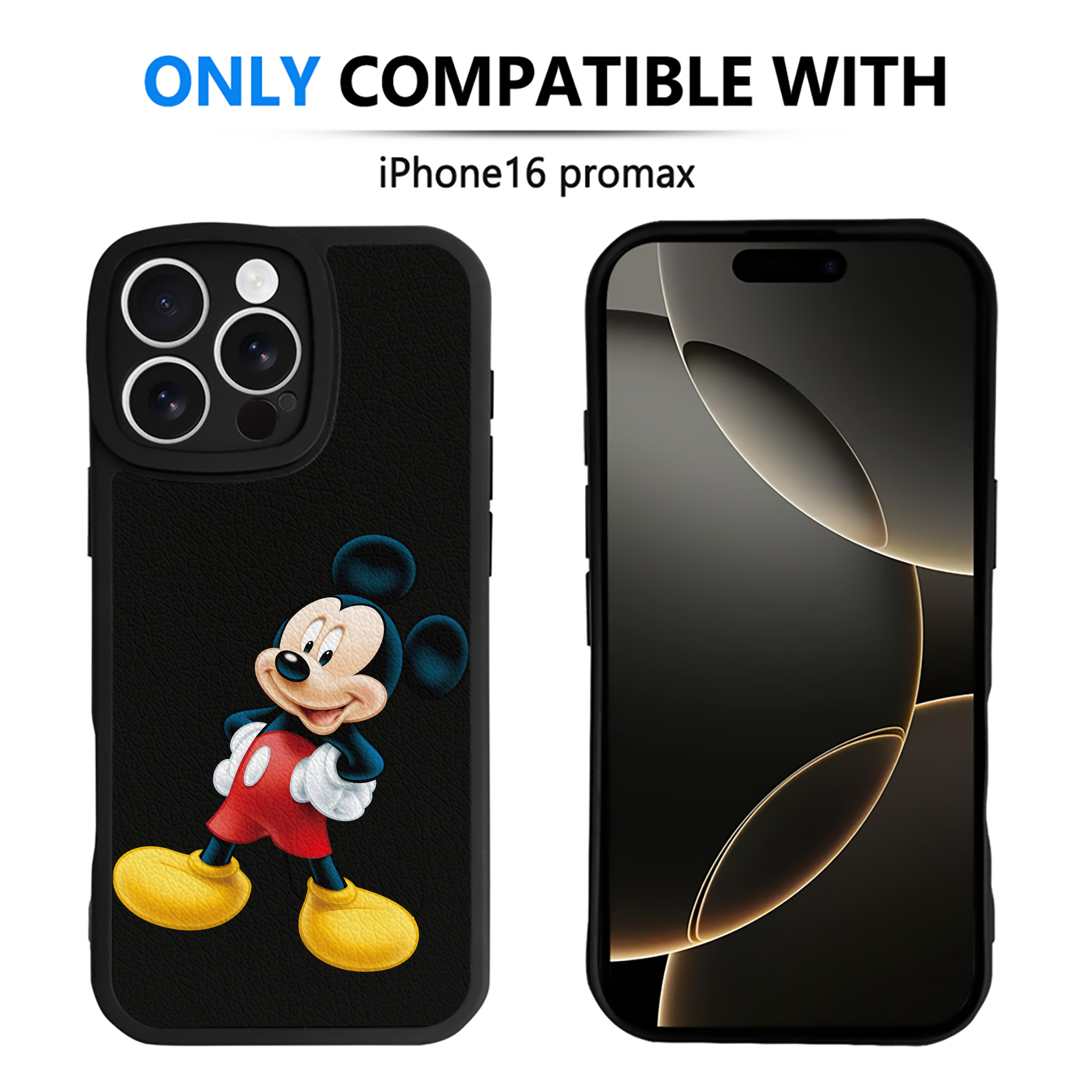 （画像用） ミッキーマウス Mickey Mouse 【iPhone 16シリーズ対応】シリコンスマホケース（レザー調） 材質：シリコン